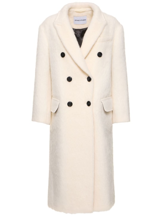 Stand Studio: Essa wool blend long coat - Off White - women_0 | Luisa Via Roma