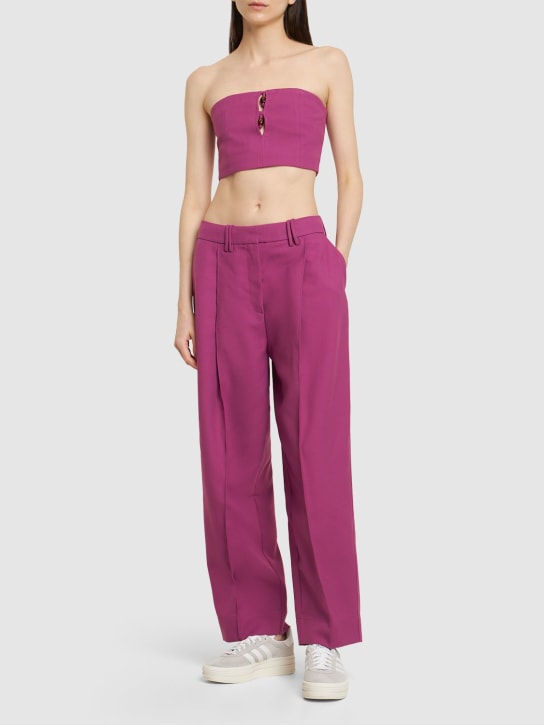 GANNI: Summer宽松版型打褶裤子 - 紫红色 - women_1 | Luisa Via Roma