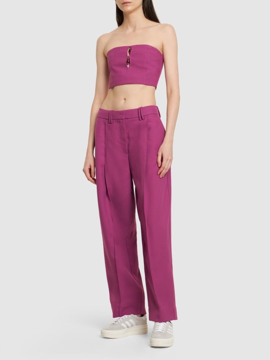 GANNI: Summer科技织物混纺上衣 - 紫红色 - women_1 | Luisa Via Roma