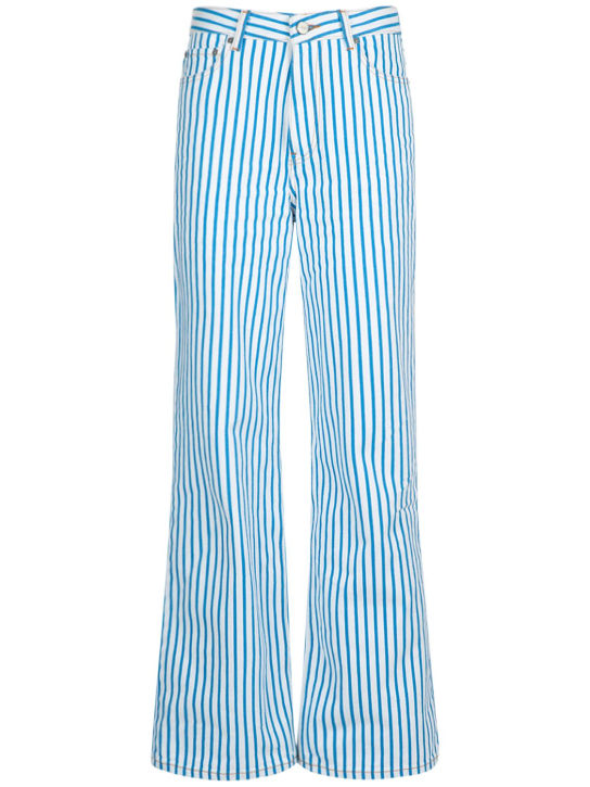 GANNI: Jeans de denim de algodón a rayas - Blanco Brillant - women_0 | Luisa Via Roma