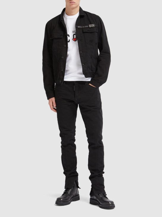 Dsquared2: Icon Boxy cotton denim jacket - Black - men_1 | Luisa Via Roma