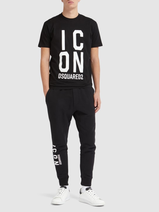 Dsquared2: Icon printed cotton ski pants - Black/White - men_1 | Luisa Via Roma