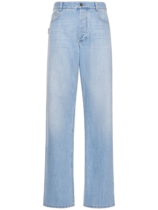 Bottega Veneta: Vintage cotton denim wide leg jeans - Mid Blue - men_0 | Luisa Via Roma