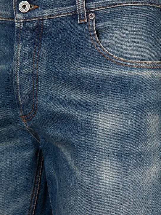 Balmain: Jeans slim fit in denim di cotone stretch - Blu - men_1 | Luisa Via Roma