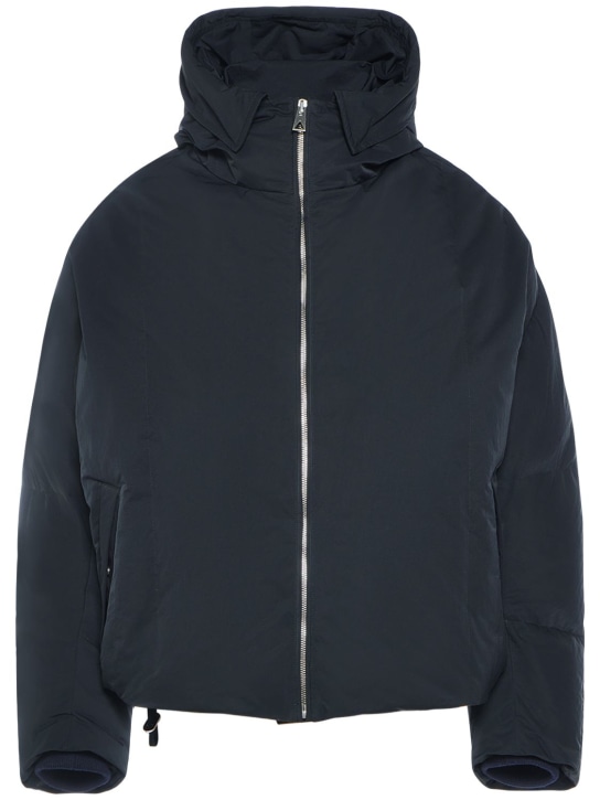 Bottega Veneta: Hooded tech nylon puffer jacket - Navy - men_0 | Luisa Via Roma