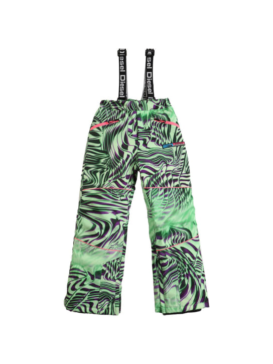 Diesel Kids: Pantalones de esquí de nylon con estampado - Verde/Púrpura - kids-girls_0 | Luisa Via Roma