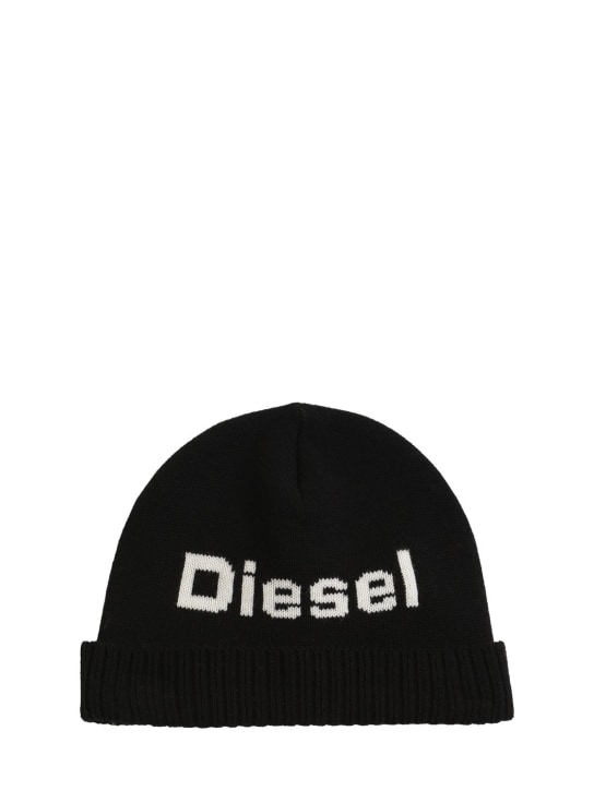 Diesel Kids: Logo羊毛&棉针织便帽 - 黑色 - kids-boys_0 | Luisa Via Roma