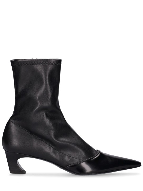 Acne Studios: 45mm Leather ankle boots - Siyah - women_0 | Luisa Via Roma