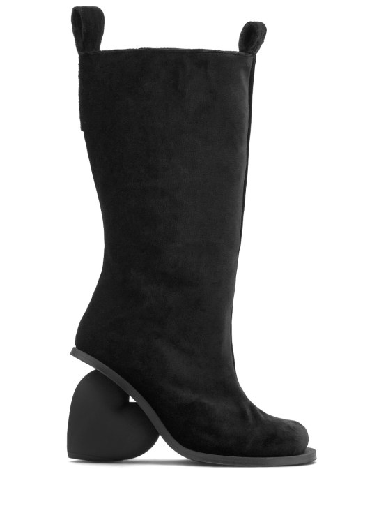 Yume Yume: 90mm Love velvet tall boots - Siyah - women_0 | Luisa Via Roma