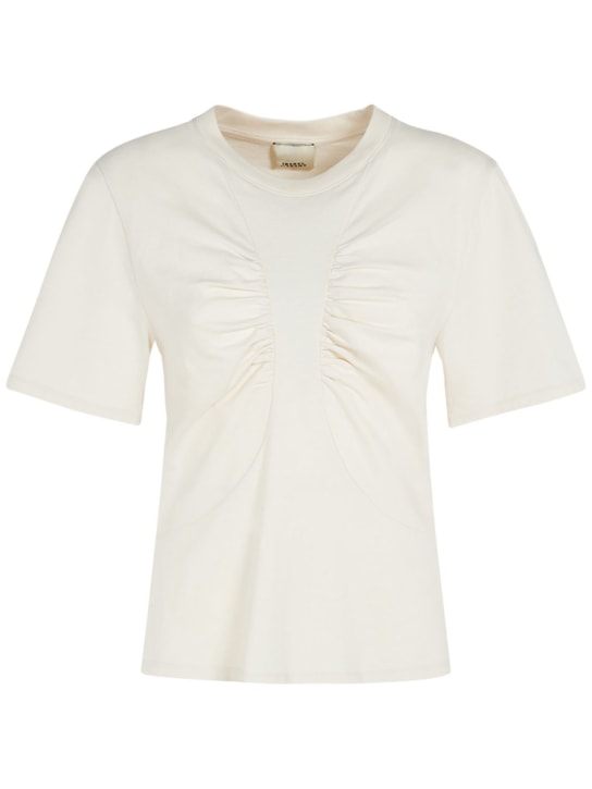 Isabel Marant: T-shirt en coton froncé Zeren - Crème - women_0 | Luisa Via Roma