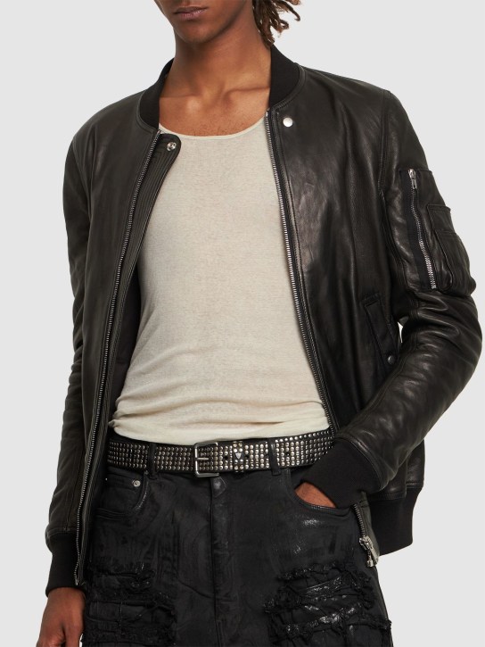 HTC Los Angeles: 3.5cm 5.000 studs leather belt - Siyah - men_1 | Luisa Via Roma