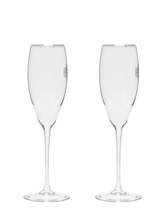 Balenciaga: Set di 2 bicchieri da champagne di cristallo - Bianco - ecraft_1 | Luisa Via Roma
