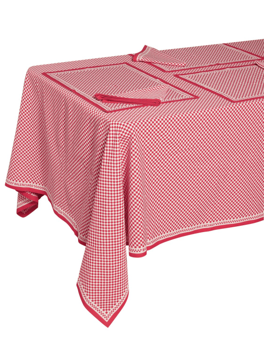 Balenciaga: Bistro natural cotton table linen set - Kırmızı/Beyaz - ecraft_1 | Luisa Via Roma