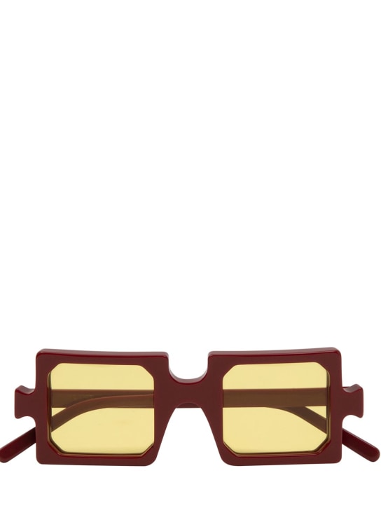 Delarge: Misquare squared acetate sunglasses - Red/Yellow - women_0 | Luisa Via Roma