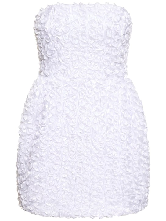 Rotate: Robe courte en satin détail fleurs en 3D - Blanc Vif - women_0 | Luisa Via Roma