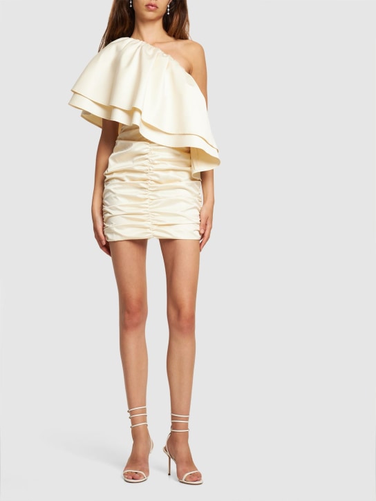 Rotate: Ruched twill one shoulder mini dress - White - women_1 | Luisa Via Roma