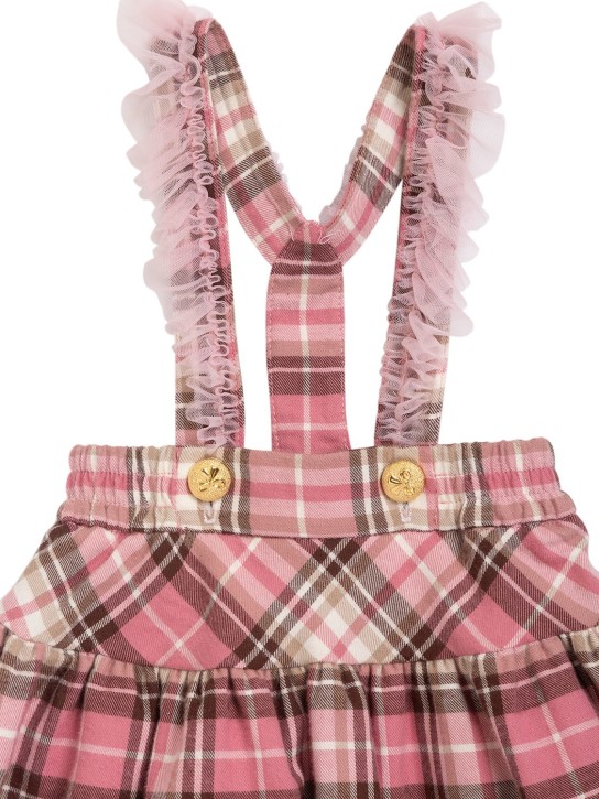 Monnalisa: Falda de sarga de algodón con tirantes - Multicolor - kids-girls_1 | Luisa Via Roma