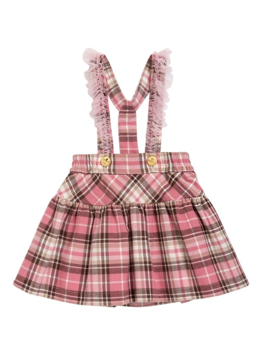 Monnalisa: Tartan cotton twill skirt w/ suspenders - Renkli - kids-girls_0 | Luisa Via Roma