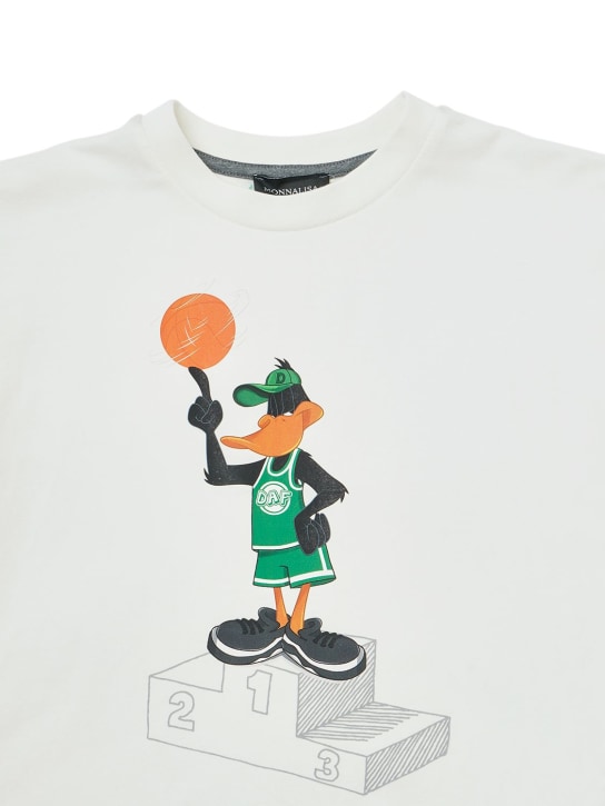 Monnalisa: T-shirt Duffy Duck in jersey di cotone - Bianco - kids-boys_1 | Luisa Via Roma
