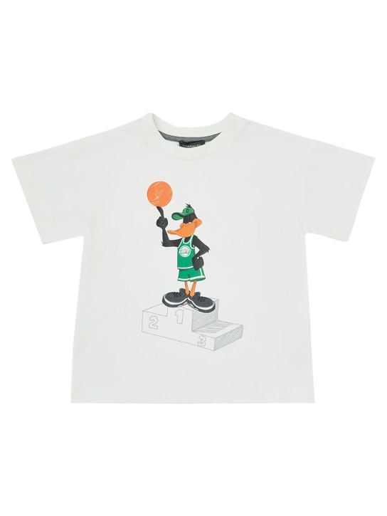 Monnalisa: T-shirt Duffy Duck in jersey di cotone - Bianco - kids-boys_0 | Luisa Via Roma