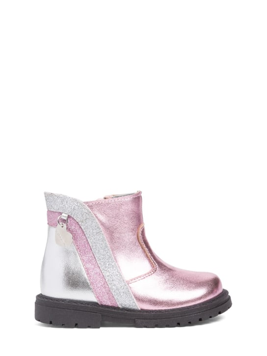Monnalisa: Laminated leather boots - Pink - kids-girls_0 | Luisa Via Roma