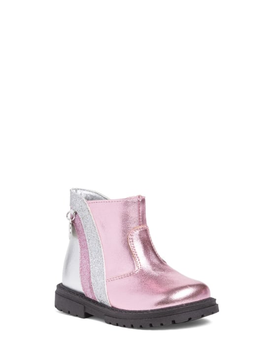 Monnalisa: Laminated leather boots - Pink - kids-girls_1 | Luisa Via Roma