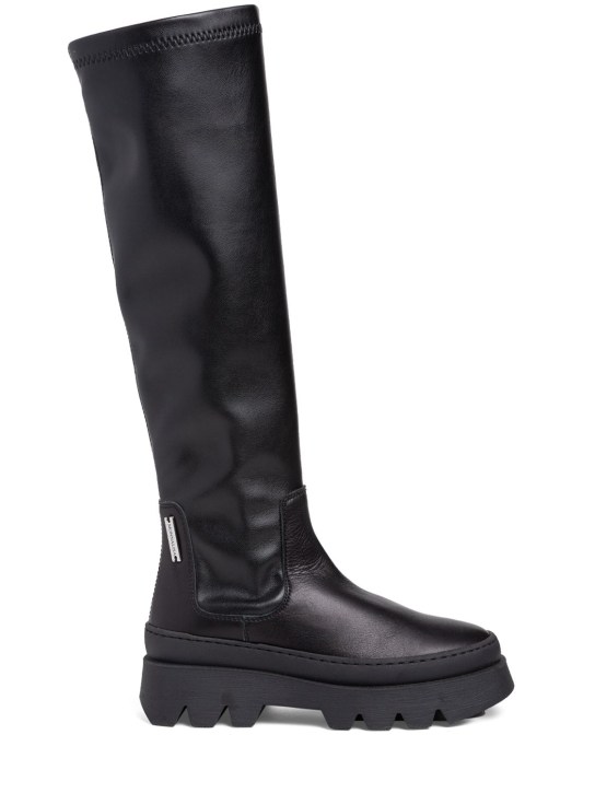 Monnalisa: Leather high boots - Black - kids-girls_0 | Luisa Via Roma