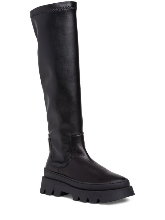 Monnalisa: Leather high boots - Black - kids-girls_1 | Luisa Via Roma