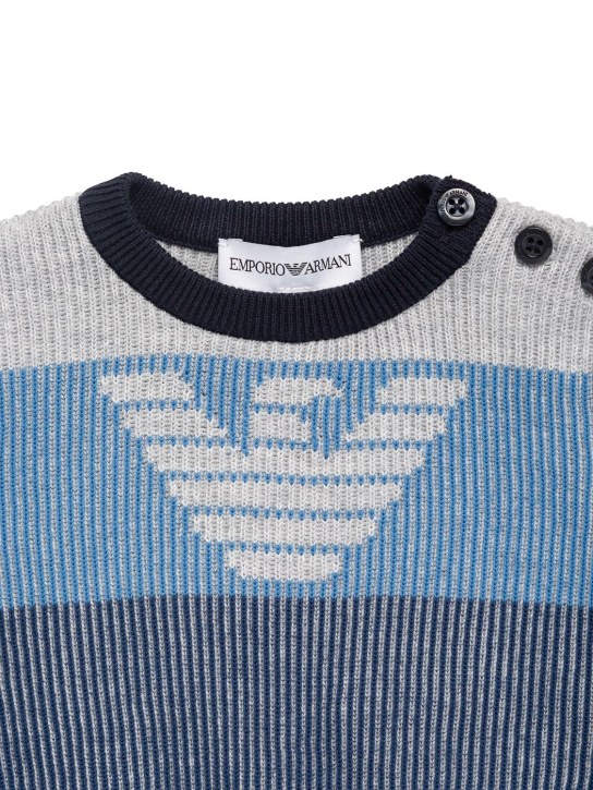 Emporio Armani: Suéter de punto de algodón con logo - Multicolor - kids-boys_1 | Luisa Via Roma