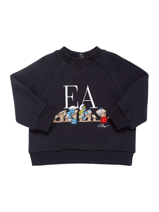 Emporio Armani: Sweatshirt aus Baumwolle mit Stickerei - Dunkelblau - kids-boys_0 | Luisa Via Roma