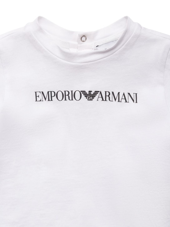 Emporio Armani: Logo印花棉质平纹针织短袖T恤 - kids-boys_1 | Luisa Via Roma