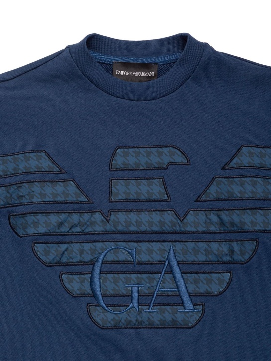 Emporio Armani: Embroidered logo cotton sweatshirt - Navy - kids-boys_1 | Luisa Via Roma