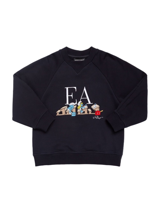 Emporio Armani: Sweatshirt aus Baumwolle mit Stickerei - Dunkelblau - kids-boys_0 | Luisa Via Roma