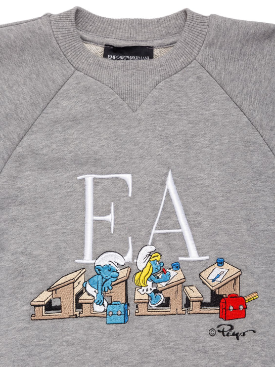 Emporio Armani: Sweatshirt aus Baumwolle mit Stickerei - Grau - kids-boys_1 | Luisa Via Roma
