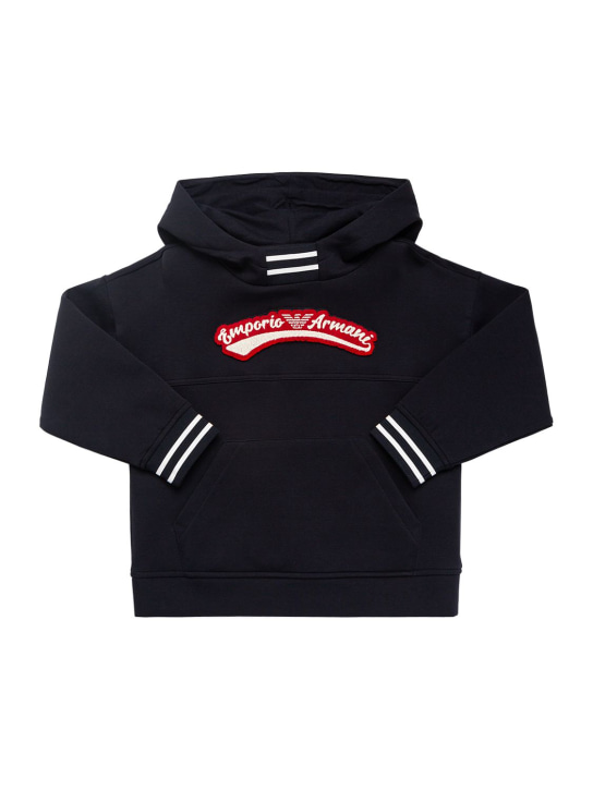Emporio Armani: Logo sweatshirt hoodie & sweatpants - Lacivert - kids-boys_1 | Luisa Via Roma