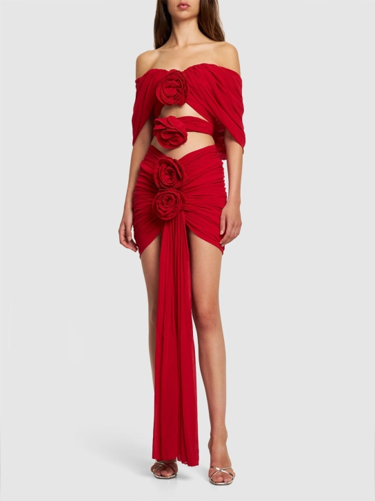 Magda Butrym: LVR Exclusive stretch silk cutout dress - Kırmızı - women_1 | Luisa Via Roma