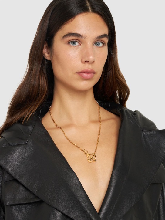 Off-White: Arrow brass necklace - women_1 | Luisa Via Roma