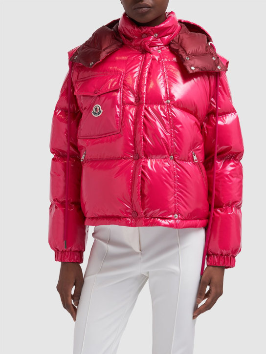 Moncler: Moncler Karakorum 립스탑 다운 재킷 - 자홍색/레드 - women_1 | Luisa Via Roma