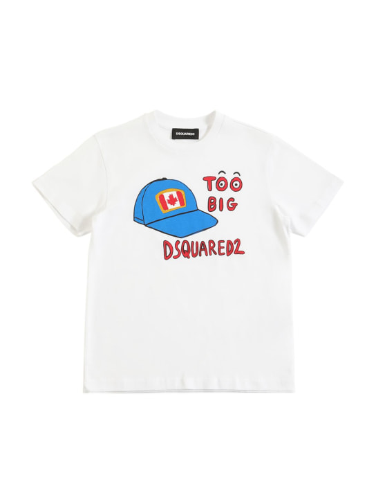 Dsquared2: Printed cotton jersey t-shirt w/logo - White - kids-girls_0 | Luisa Via Roma
