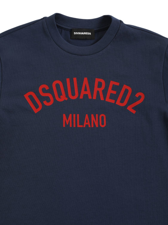 Dsquared2: T-shirt in jersey di cotone stampato con logo - kids-boys_1 | Luisa Via Roma