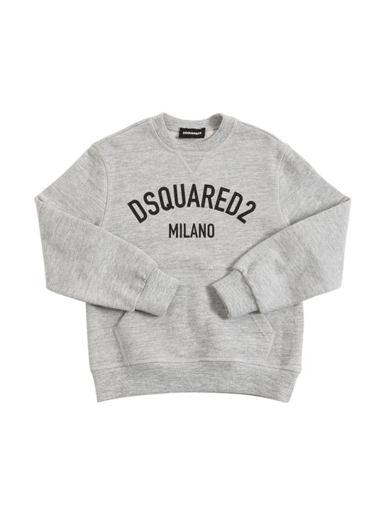 Dsquared2: Logo printed cotton sweatshirt - Grey - kids-boys_0 | Luisa Via Roma