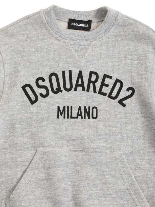 Dsquared2: Sweat-shirt en coton imprimé logo - Gris - kids-boys_1 | Luisa Via Roma