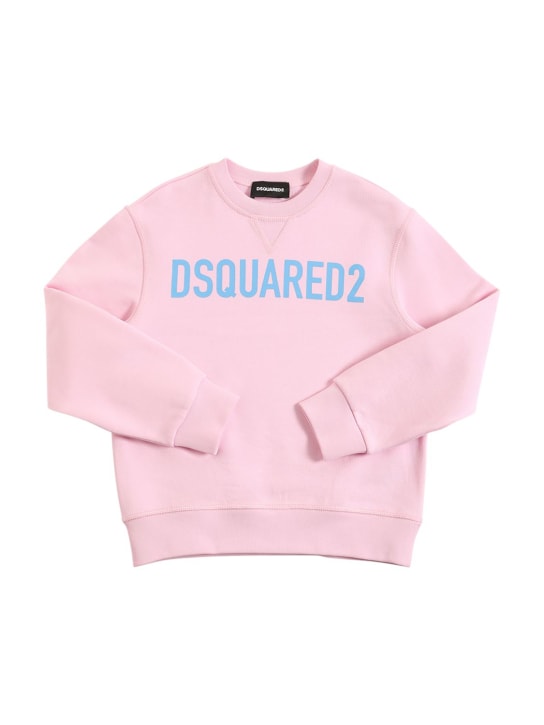 Dsquared2: Logo printed cotton sweatshirt - Pembe - kids-girls_0 | Luisa Via Roma