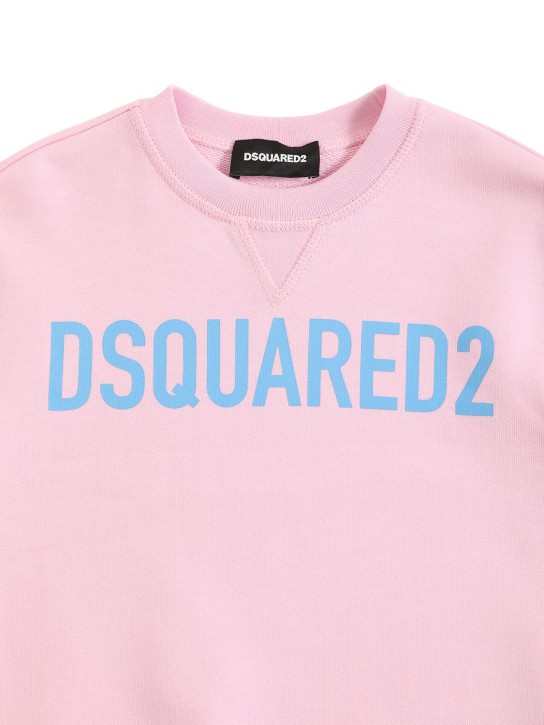 Dsquared2: Logo printed cotton sweatshirt - Pembe - kids-girls_1 | Luisa Via Roma