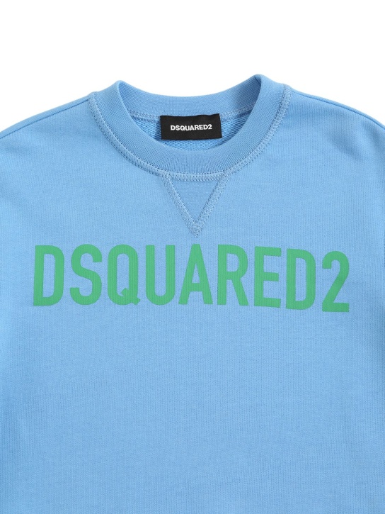 Dsquared2: Sweat-shirt en coton à logo - Ligh Blue - kids-girls_1 | Luisa Via Roma