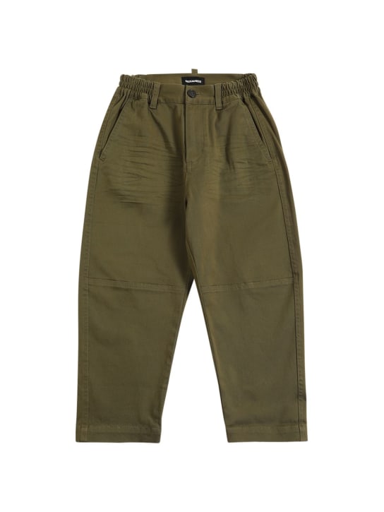 Dsquared2: Pantalones de gabardina de algodón - Verde Militar - kids-girls_0 | Luisa Via Roma