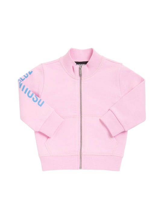 Dsquared2: Cotton zip sweatshirt - Pink - kids-girls_0 | Luisa Via Roma