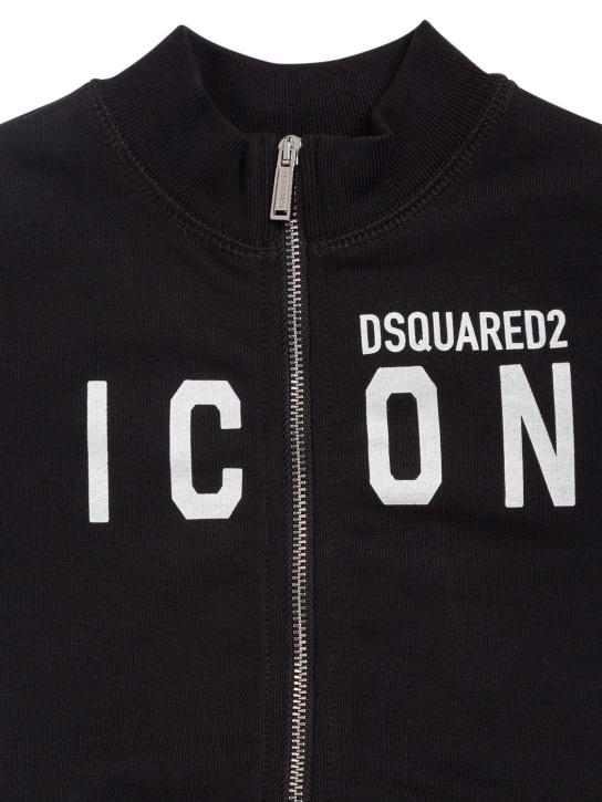 Dsquared2: Sweat-shirt zippé en coton imprimé à capuche Icon - kids-girls_1 | Luisa Via Roma