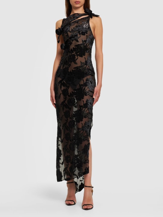 Coperni: LVR Exclusive lurex jacquard long dress - Siyah - women_1 | Luisa Via Roma