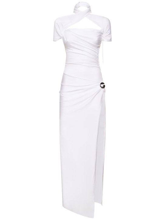 Coperni: LVR Exclusive - Robe longue drapée en jersey - Blanc - women_0 | Luisa Via Roma